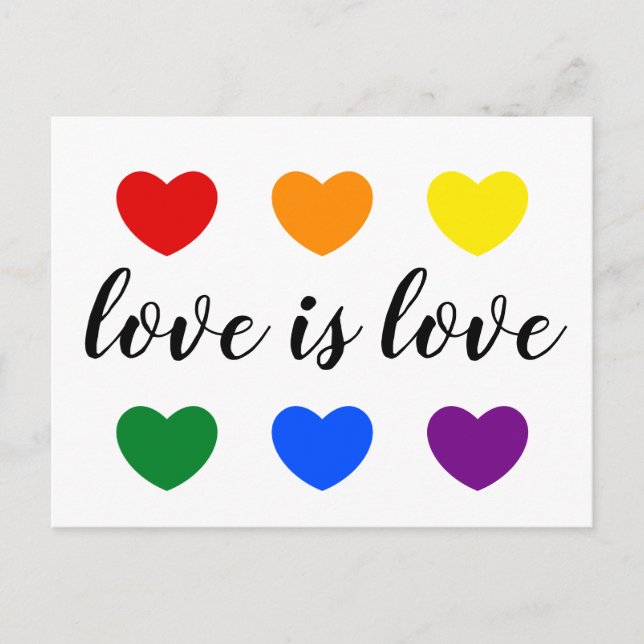 Benutzerdefinierte Text-Liebe ist Liebe LGBT-Rainb Postkarte (Vorderseite)