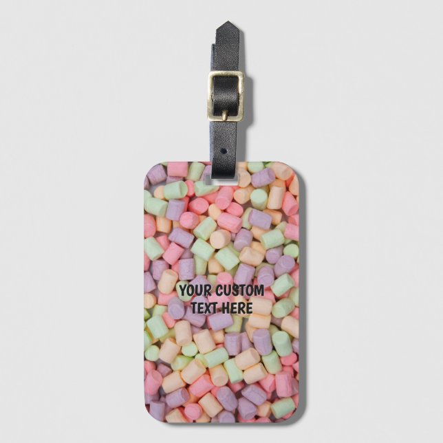 Benutzerdefinierte Text-Marshmallows Gepäckanhänger (Vorderseite Vertikal)