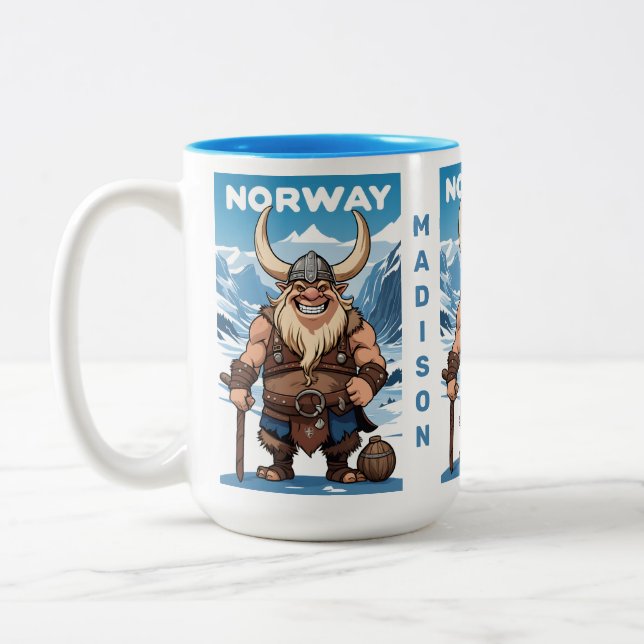 Benutzerdefinierte Text-Norwegische Trolle Zweifarbige Tasse (Links)