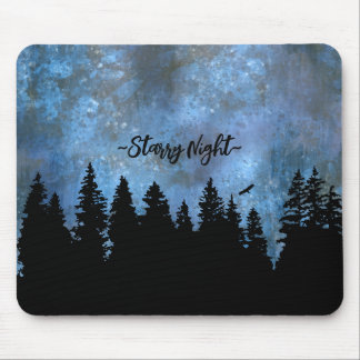 Benutzerdefinierte Text Pine Forest Night Mousepad