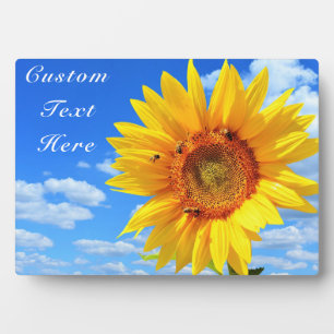 Benutzerdefinierte Text Plaque Sonnenblumen und Bi Fotoplatte