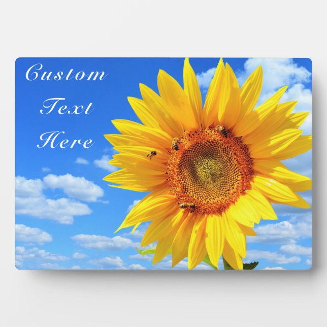 Benutzerdefinierte Text Plaque Sonnenblumen und Bi Fotoplatte (Vorderseite)
