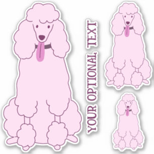 Benutzerdefinierte Text-Rosa-Poodles Aufkleber