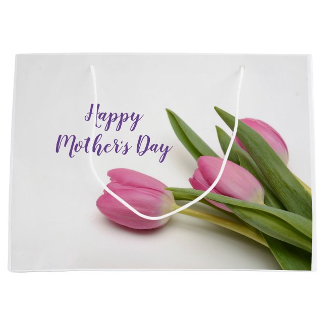 Benutzerdefinierte Text-Rosa-Tulissen Große Geschenktüte (Vorderseite)