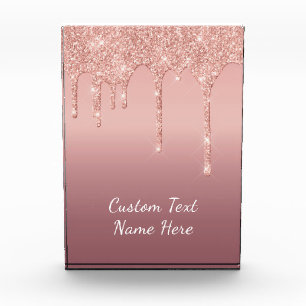 Benutzerdefinierte Text-Rose Gold Blush Glitzer Sp Fotoblock