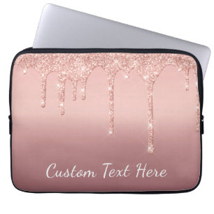 Benutzerdefinierte Text-Rose Gold Blush Glitzer Sp Laptopschutzhülle
