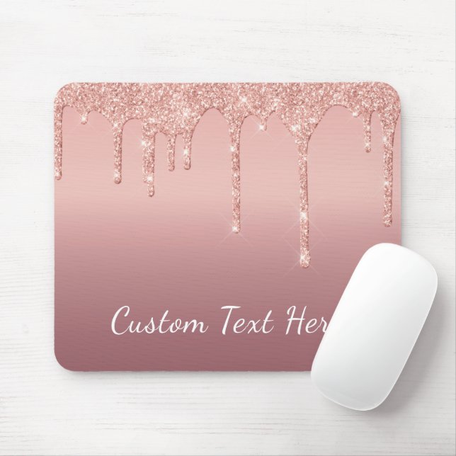 Benutzerdefinierte Text-Rose Gold Blush Glitzer Sp Mousepad (Mit Mouse)