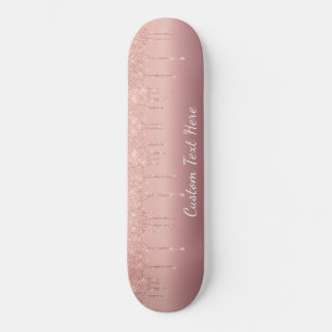 Benutzerdefinierte Text-Rose Gold Blush Glitzer Sp Skateboard