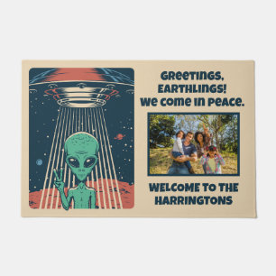 Benutzerdefinierte Text- und Foto-UFO-Alien Fußmatte