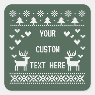 Benutzerdefinierte Text Weihnachten Hässliche Swea Quadratischer Aufkleber
