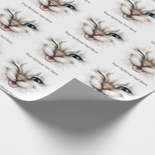 Benutzerdefinierte Text-Winking-Katze Geschenkpapier