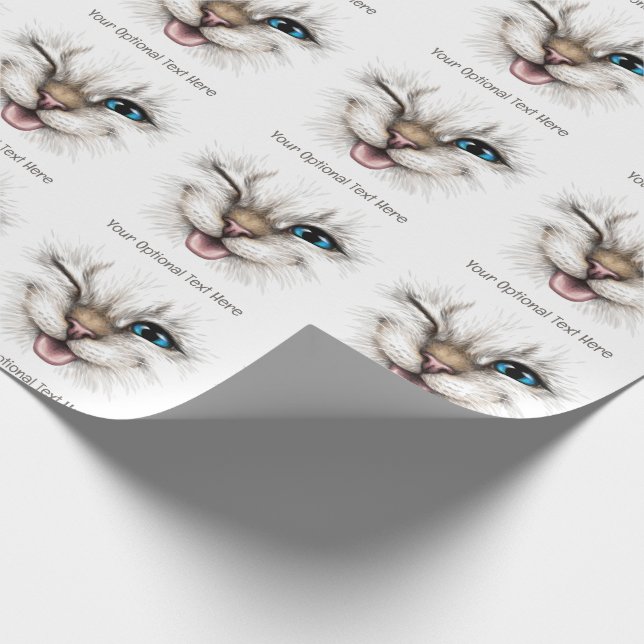 Benutzerdefinierte Text-Winking-Katze Geschenkpapier (Ecke)