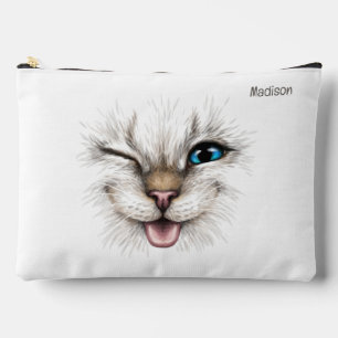 Benutzerdefinierte Text-Winking-Katze Zubehörtasche
