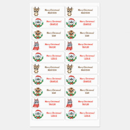 Benutzerdefinierte Texte Niedliche Weihnachtstierk Etiketten