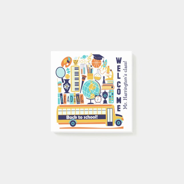 Benutzerdefinierte Textnotizen zurück zur Schule Post-it Klebezettel (Vorderseite)