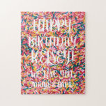 Benutzerdefinierte Textsprinklen | Happy Birthday Puzzle<br><div class="desc">Gönnen Sie sich ein Zuhause-Entertainment mit diesem festlichen Geburtstagsrätsel! Dieses herausfordernde Rätsel mit einem niedlichen und trendigen Sprinkler-Hintergrund wird eine schöne Zeit für Ihren Geburtstag Typ oder Mädchen. Woll ein individuelleres Puzzle? Senden Sie uns eine E-Mail an hello@christiekelly.com für kostenlose Designhilfe!</div>