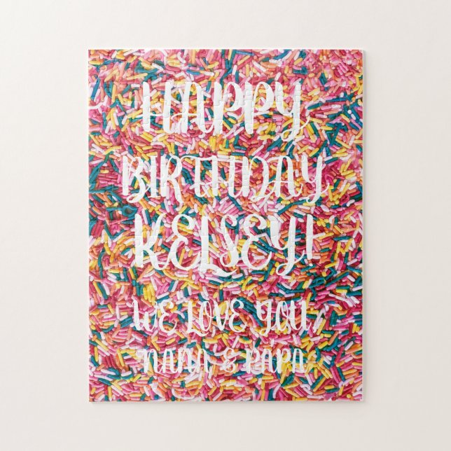 Benutzerdefinierte Textsprinklen | Happy Birthday Puzzle (Vertikal)