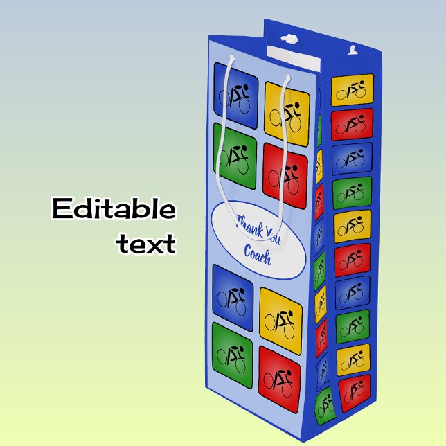 Benutzerdefinierte Textzyklussymbole blau Geschenktüte Für Weinflaschen (Von Creator hochgeladen)