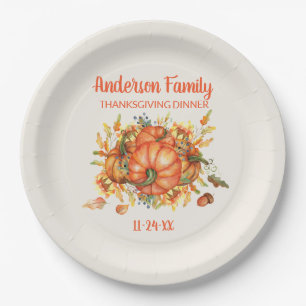 Benutzerdefinierte Thanksgiving-Orangenkürbisse He Pappteller