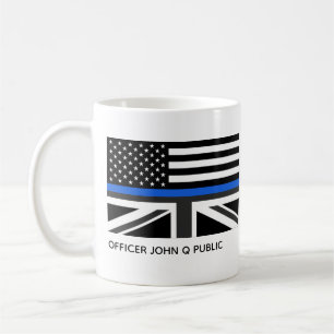 Benutzerdefinierte Thin Blue Line USA- und UK-Flag Kaffeetasse