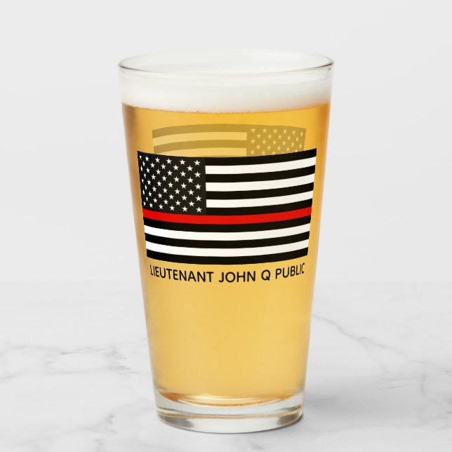 Benutzerdefinierte Thin Red Line American Flag Glas (Vorne (Gefüllt))