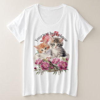 Benutzerdefinierte Trendige süße Katze Blumen für Große Größe T-Shirt