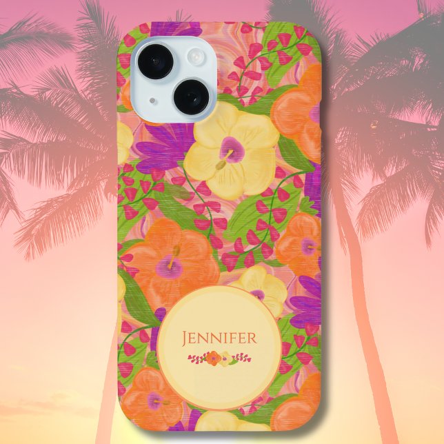 Benutzerdefinierte Tropical Bloom Hülle – Blumiges (Summer Vibes Personalized Tropical Floral Phone Case)