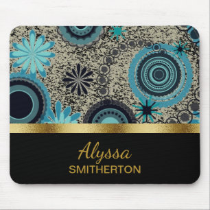 Benutzerdefinierte Türkis-Schwarz-Gold-Trendy-Krei Mousepad