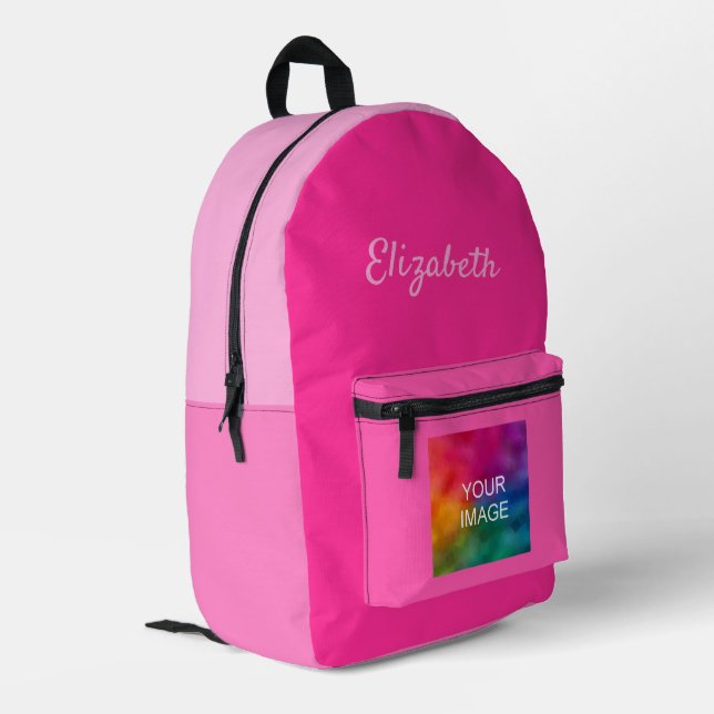 Benutzerdefinierte Typografie Skriptname Rosa Farb Bedruckter Rucksack (Rückseitige Ecke links)