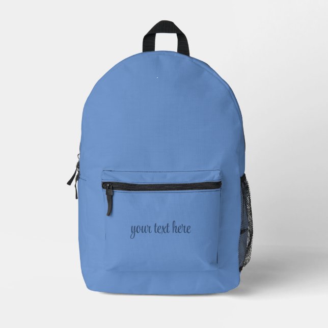 Benutzerdefinierte Typografie Text Cornflower Blue Bedruckter Rucksack (Vorderseite)
