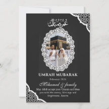 Benutzerdefinierte Umrah Mubarak Fotokarte Schwarz