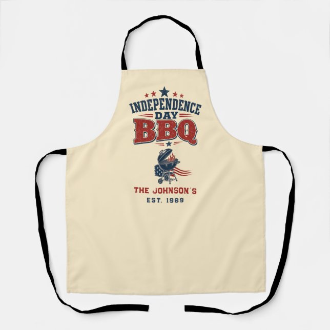 Benutzerdefinierte Unabhängigkeitstag BBQ Beige Fa Schürze (Vorderseite)