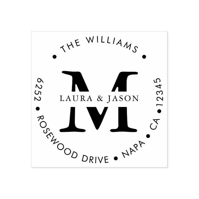 Benutzerdefinierte und Mit Monogramm Round-Rücksen Gummistempel (Prägung)