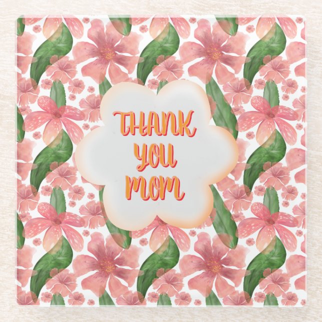 Benutzerdefinierte und personalisierte Danke Mama  Glasuntersetzer (Vorderseite)