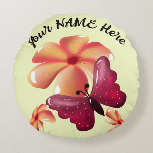 Benutzerdefinierte und personalisierte florale But Rundes Kissen