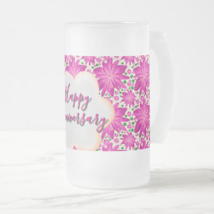 Benutzerdefinierte und personalisierte rosa Blüten Mattglas Bierglas