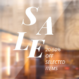 benutzerdefinierte Verkauf Simple White Store-Fens Fensteraufkleber