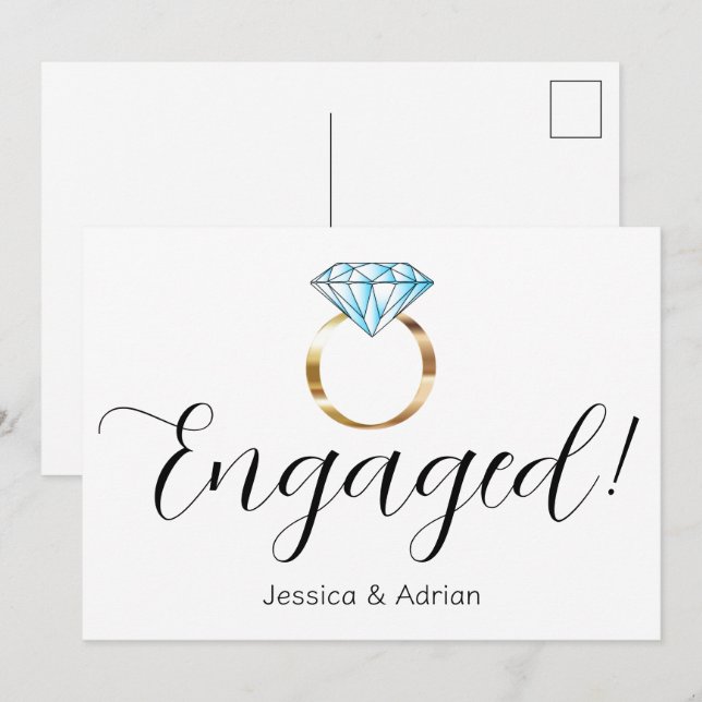 Benutzerdefinierte Verlobte Diamantring-Verlobung Ankündigung (Vorne/Hinten)