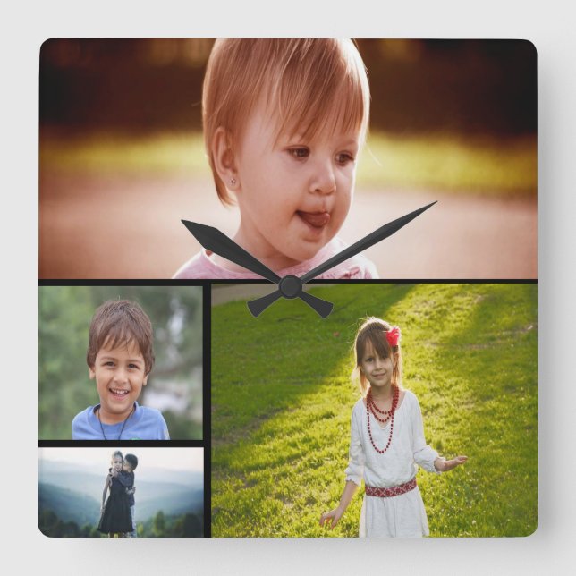 Benutzerdefinierte Vierer-Foto-Acrylwand Quadratische Wanduhr (Vorderseite)