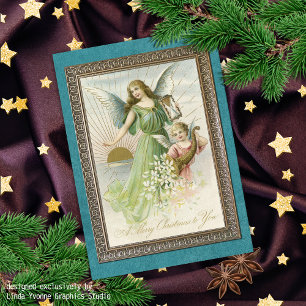 Benutzerdefinierte Vintage-Antik-Weihnachtsgrüße Feiertagskarte