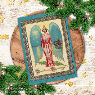 Benutzerdefinierte Vintage-Antik-Weihnachtsgrüße Feiertagskarte