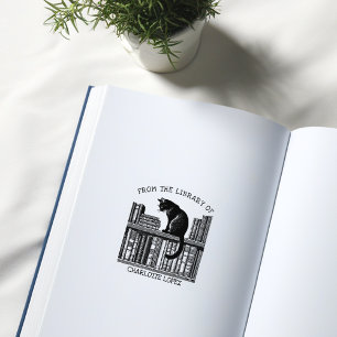 Benutzerdefinierte Vintage Bibliothekskatze, Buch Gummistempel