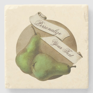 Benutzerdefinierte Vintage-Birnen Retro-Frucht Old Steinuntersetzer