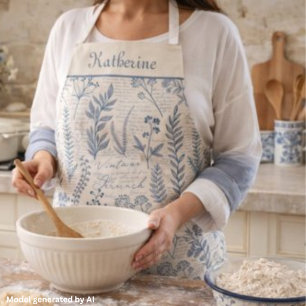 Benutzerdefinierte Vintage Blaue Wildblume Französ Schürze