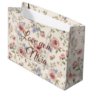 Benutzerdefinierte vintage elegante rosa Rosenblum Große Geschenktüte