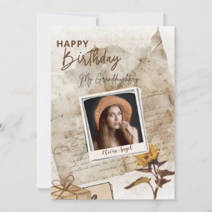 Benutzerdefinierte Vintage-Enkelin-Foto-Geburtstag Karte