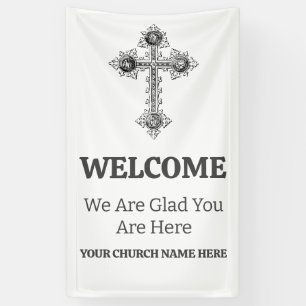 Benutzerdefinierte Vintage-Kreuz-Kirchenbegrüßung Banner
