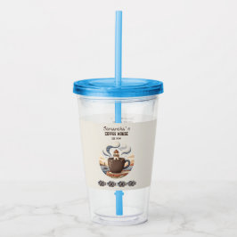 Benutzerdefinierte Vintage-Küsten-Cafe-Merchandise Acryltrinkbecher