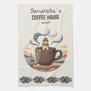 Benutzerdefinierte Vintage-Küsten-Cafe-Merchandise Geschirrtuch