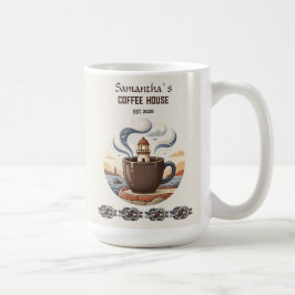 Benutzerdefinierte Vintage-Küsten-Cafe-Merchandise Kaffeetasse